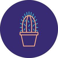 cactus línea dos color circulo icono vector