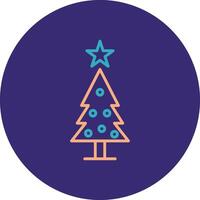 Christmas Tree Line Two Color Circle Icon vector