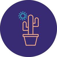 Cactus Line Two Color Circle Icon vector