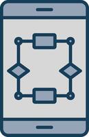 Algorithm Line Filled Grey Icon vector