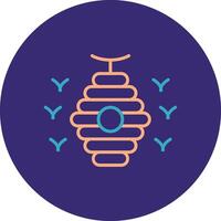 Bee Hive Line Two Color Circle Icon vector
