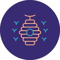 Bee Hive Line Two Color Circle Icon vector