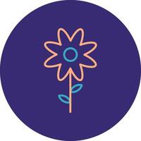 Flower Line Two Color Circle Icon vector