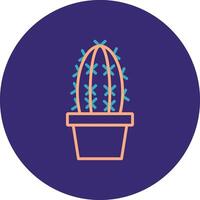 cactus línea dos color circulo icono vector