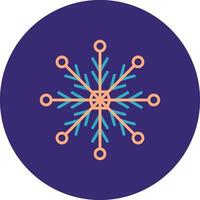 Snowflake Line Two Color Circle Icon vector