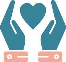 Hands Holding Heart Glyph Two Color Icon vector