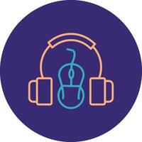 Headset Line Two Color Circle Icon vector