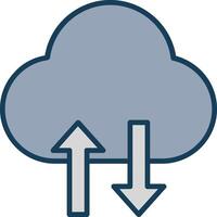 Cloud Data Transfer Line Filled Grey Icon vector