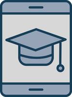 Graduation Line Filled Grey Icon vector