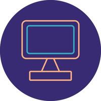 Monitor Screen Line Two Color Circle Icon vector