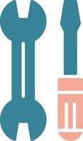 Wrench and Screw Driver Glyph Two Color Icon vector