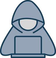 Hacker Line Filled Grey Icon vector