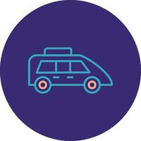 Family Car Line Two Color Circle Icon vector