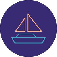 Boat Line Two Color Circle Icon vector