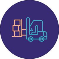 Forklift Line Two Color Circle Icon vector