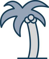 Palm Tree Line Filled Grey Icon vector