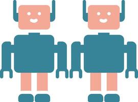 robots glifo dos color icono vector