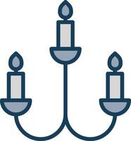 candelabro línea lleno gris icono vector