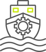 icono de línea de barco de dos colores vector