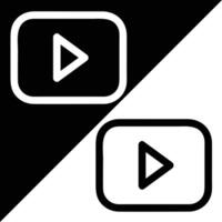 YouTube icon, Outline style, isolated on Black and White Background. vector