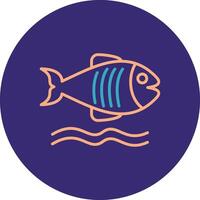 Flounder Line Two Color Circle Icon vector