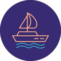 Boat Line Two Color Circle Icon vector