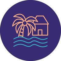 Beach House Line Two Color Circle Icon vector
