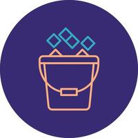 Ice Bucket Line Two Color Circle Icon vector