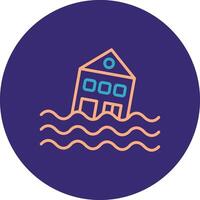 House Line Two Color Circle Icon vector