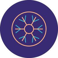 Snowflake Line Two Color Circle Icon vector