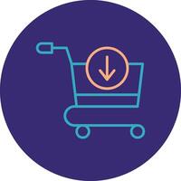 Add To Cart Line Two Color Circle Icon vector