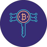 Bitcoin Key Line Two Color Circle Icon vector