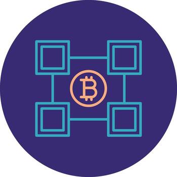 Blockchain Blockchain Line Two Color Circle Icon vector