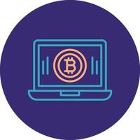 Bitcoin Mining Line Two Color Circle Icon vector