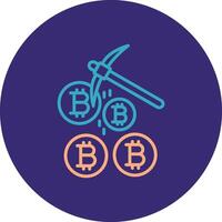 Bitcoin Mining Line Two Color Circle Icon vector