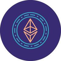 Ethereum Coin Line Two Color Circle Icon vector