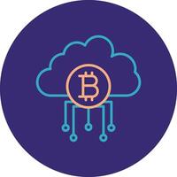 nube bitcoin línea dos color circulo icono vector