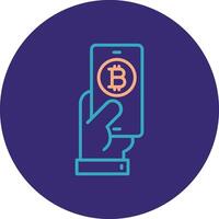 Pay Bitcoin Line Two Color Circle Icon vector