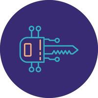 Digital Key Line Two Color Circle Icon vector