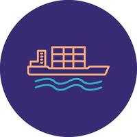 Bulk Carrier Line Two Color Circle Icon vector