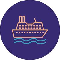 Cruise SHip Line Two Color Circle Icon vector