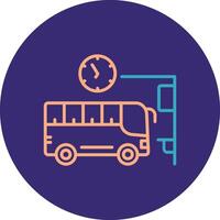 autobús estación línea dos color circulo icono vector