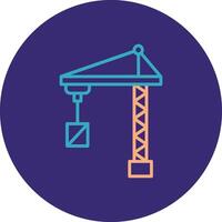 Port Crane Line Two Color Circle Icon vector