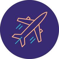 Plane Line Two Color Circle Icon vector