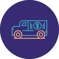 Armored Truck Line Two Color Circle Icon vector