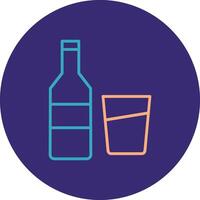 vino línea dos color circulo icono vector