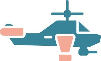 helicóptero glifo dos color icono vector