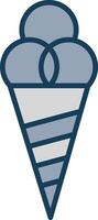 Ice Cream Cone Line Filled Grey Icon vector
