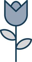 tulipán línea lleno gris icono vector