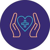 Heart Care Line Two Color Circle Icon vector